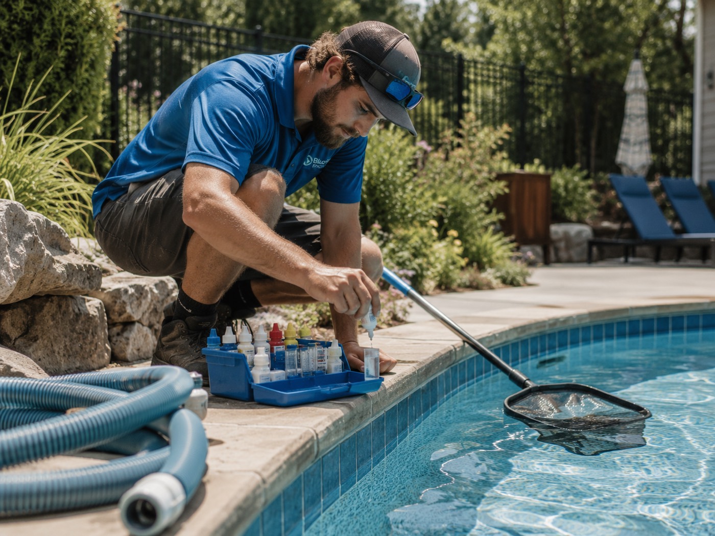 Pool Services professional on the job