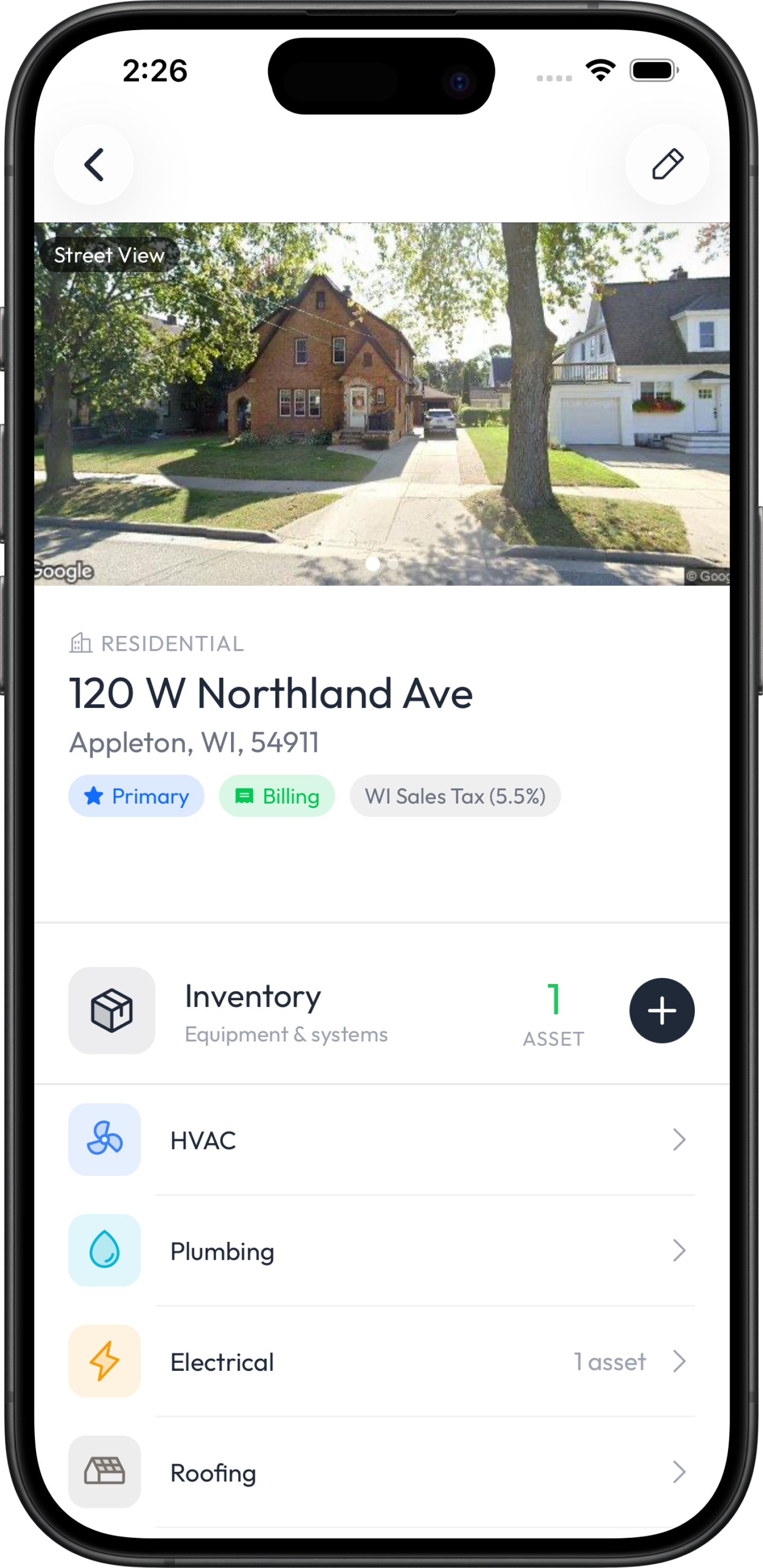 Clients & properties in the Fieldsity app