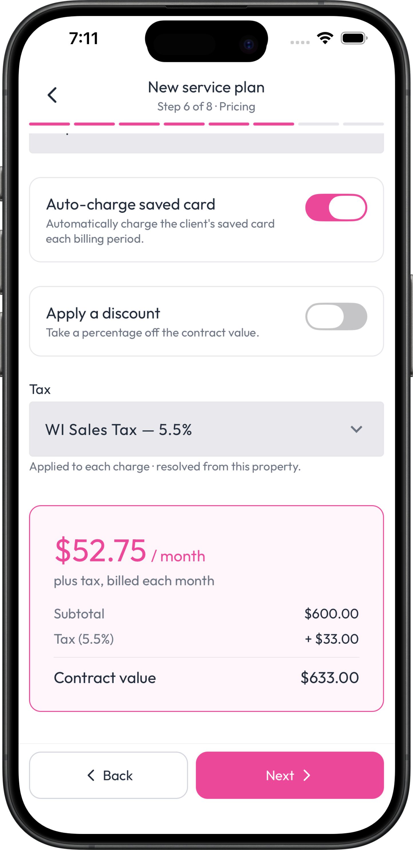 Service plan billing and autopay in the Fieldsity mobile app